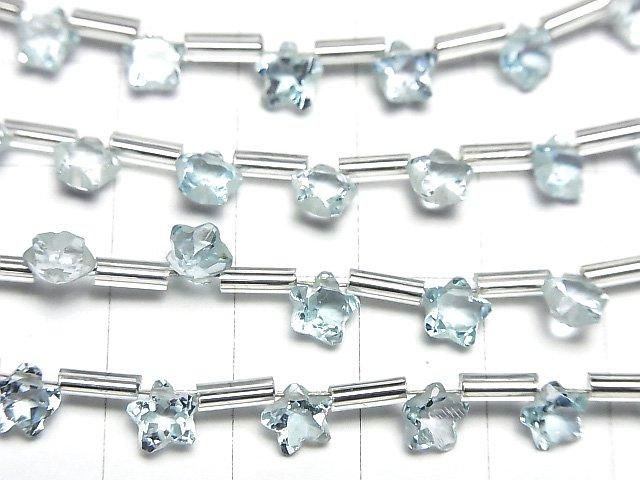 【動画】宝石質スカイブルートパーズAAA- スターカット6×6mm 1連(8粒) サムネイル3
