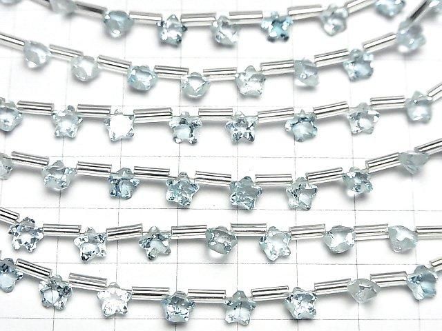 【動画】宝石質スカイブルートパーズAAA- スターカット6×6mm 1連(8粒) サムネイル4