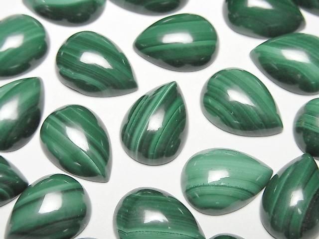 【動画】マラカイトAAA ペアシェイプ カボション14×10mm 3個の画像