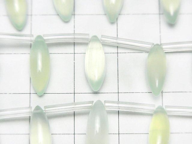 【動画】宝石質ライトグリーンカルセドニーAAA マーキスライス(プレーン)15×5×5mm 1連(8粒) サムネイル2