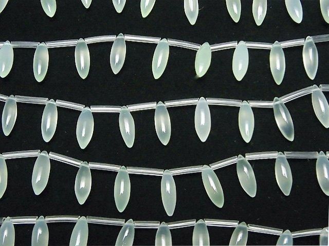 【動画】宝石質ライトグリーンカルセドニーAAA マーキスライス(プレーン)15×5×5mm 1連(8粒) サムネイル4