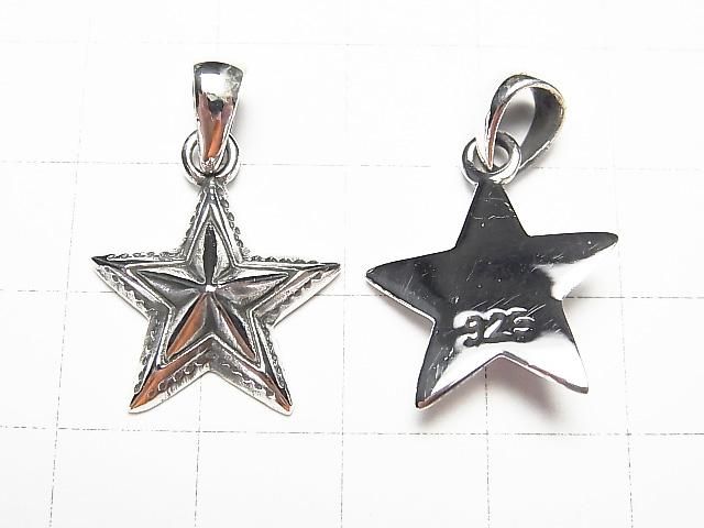 Silver925 スター ペンダントトップ22×18mm いぶし 1個 サムネイル3