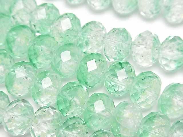 【動画】とんぼ玉 ボタンカット10×10×7mm 【ライトグリーン/蓄光タイプ】 半連/1連(約34cm)の画像