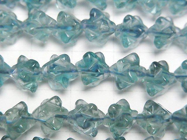 【動画】ブルーグリーンフローライトAAA スターダイスカット8×8mm 半連/1連(約38cm) サムネイル2