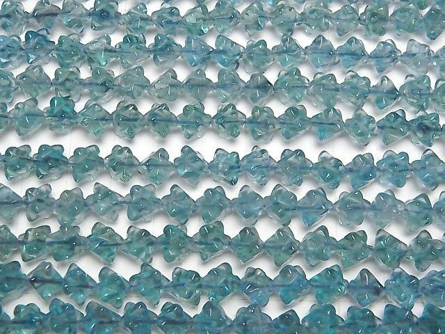 【動画】ブルーグリーンフローライトAAA スターダイスカット8×8mm 半連/1連(約38cm) サムネイル3