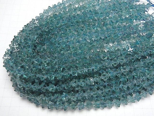 【動画】ブルーグリーンフローライトAAA スターダイスカット8×8mm 半連/1連(約38cm) サムネイル4