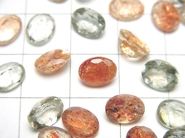 【動画】宝石質マルチカラーサンストーンAAA ルース オーバルファセットカット8×6mm 5粒 サムネイル2