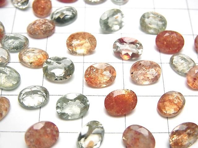 【動画】宝石質マルチカラーサンストーンAAA ルース オーバルファセットカット8×6mm 5粒 サムネイル3