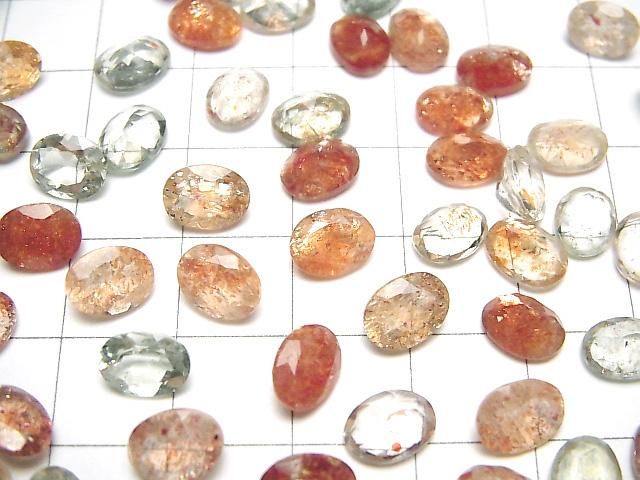 【動画】宝石質マルチカラーサンストーンAAA ルース オーバルファセットカット8×6mm 5粒 サムネイル4
