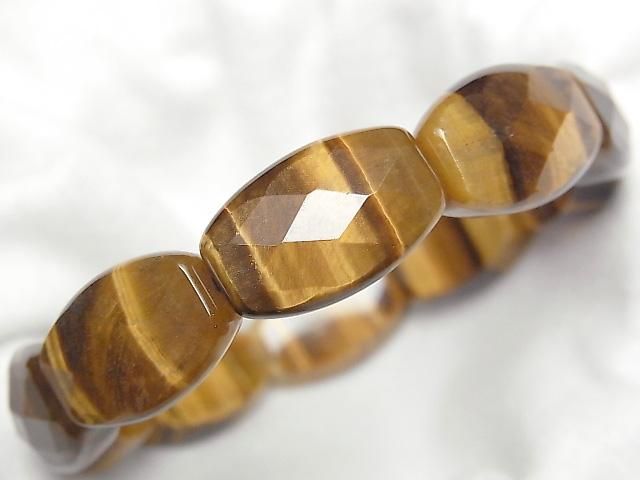 【動画】イエロータイガーアイAAA- 2つ穴横長レクタングル22×14×8mm 1連(バングルブレス)の画像