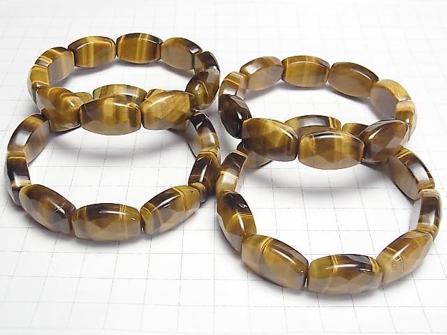 【動画】イエロータイガーアイAAA- 2つ穴横長レクタングル22×14×8mm 1連(バングルブレス) サムネイル4
