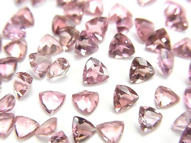 【動画】宝石質ピンクトルマリンAAA ルース トライアングルファセットカット4×4mm 5粒の画像