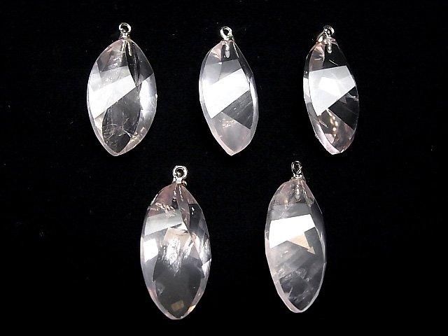 【動画】宝石質マダガスカル産ローズクォーツAAA- ツイストマーキスカット26×15×11mm ペンダントトップ サムネイル4