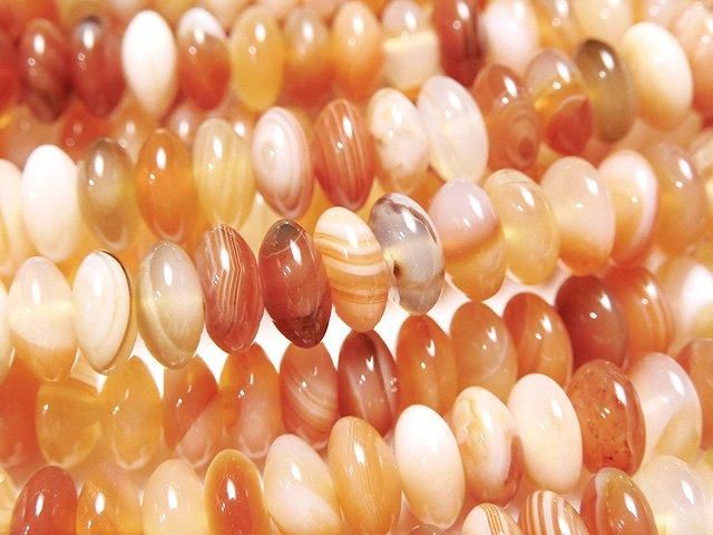 【動画】ミックスカーネリアン ボタン(ソロバン)8×8×4mm 1連(約38cm)の画像