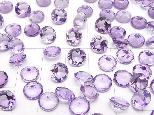 アメジスト（紫水晶） 穴なしラウンドファセットカット（ルース・裸石）8×8mm 5粒｜天然石ビーズの卸問屋・通販ケンケンジェムズ