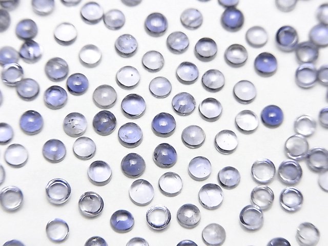 【動画】宝石質アイオライトAAA ラウンド カボション3×3mm 20個