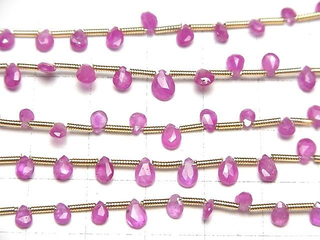 【動画】ビルマ産宝石質ピンクサファイアAAAA ペアシェイプ ブリオレットカット 【Sサイズ】 1連(約18cm) サムネイル3