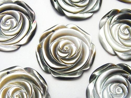 ブラックシェル(黒蝶貝) 薔薇 25mm 1枚天然石ビーズの卸問屋 ブラックシェル(黒蝶貝) 薔薇 25mm 1枚天然石ビーズの卸問屋