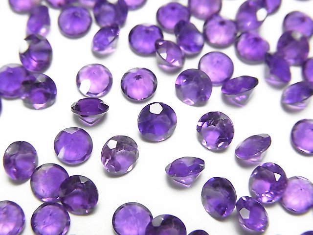 アメジスト（紫水晶） 穴なしラウンドファセットカット（ルース・裸石）4×4mm 10粒｜天然石ビーズの卸問屋・通販ケンケンジェムズ