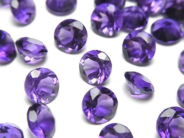 【動画】宝石質アメジストAAA ルース ラウンドファセットカット8×8mm 3粒の画像