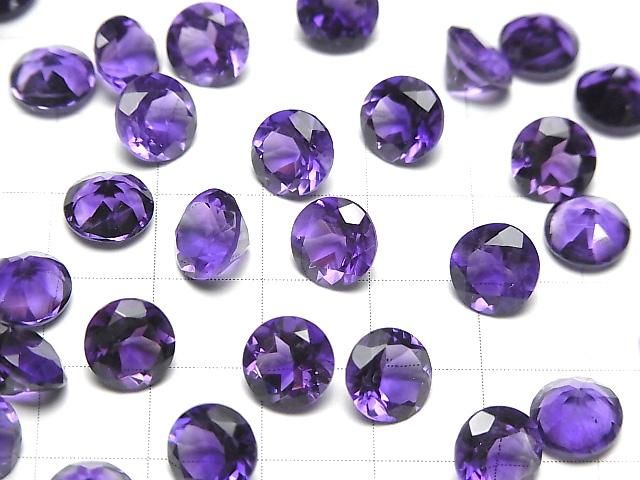 【動画】宝石質アメジストAAA ルース ラウンドファセットカット8×8mm 3粒 サムネイル4