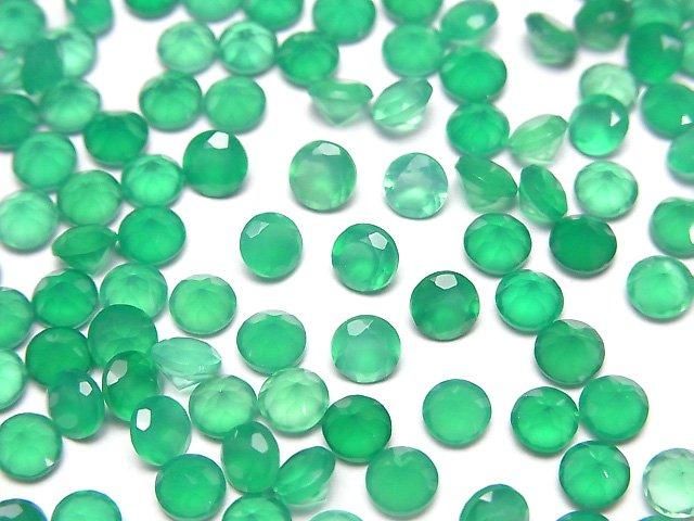 【動画】宝石質グリーンオニキスAAA ルース ラウンドファセットカット4×4mm 10粒の画像