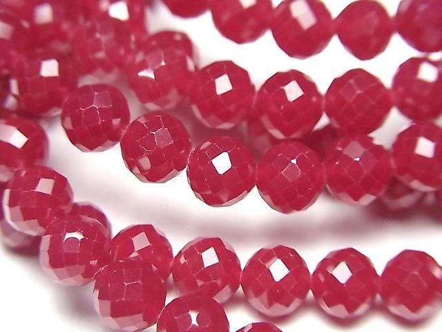 【動画】【素晴らしい輝き】合成ルビーAAA 64面ラウンドカット6mm 1連(ブレス)の画像