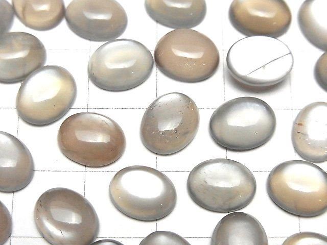 宝石質ブラウン~グレームーンストーンAAA オーバル カボション10×8mm 4個 サムネイル3