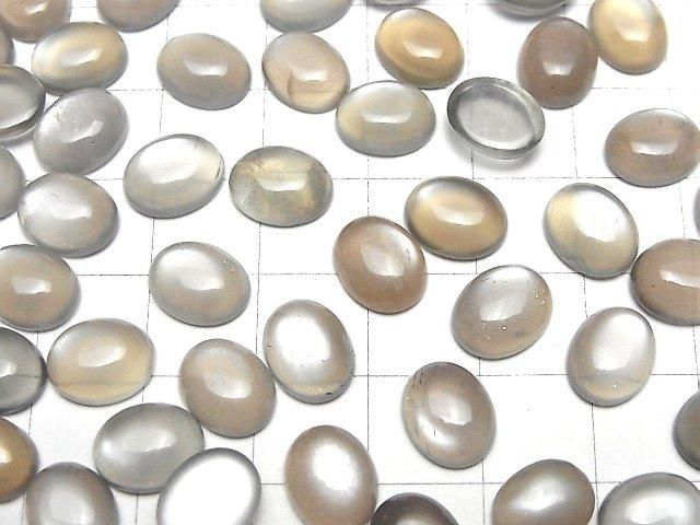 宝石質ブラウン~グレームーンストーンAAA オーバル カボション10×8mm 4個 サムネイル4