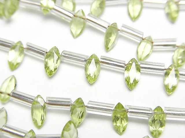 ペリドット マーキスファセットカット6×3mm 1連（18粒）｜天然石ビーズ