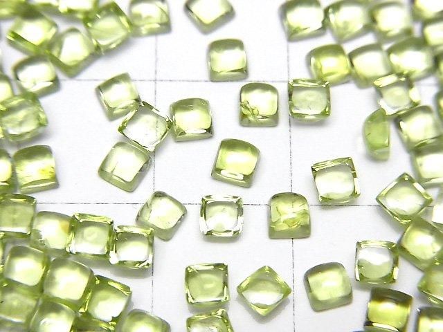 【動画】宝石質ペリドットAAA スクエア カボション3×3mm 10個 サムネイル2