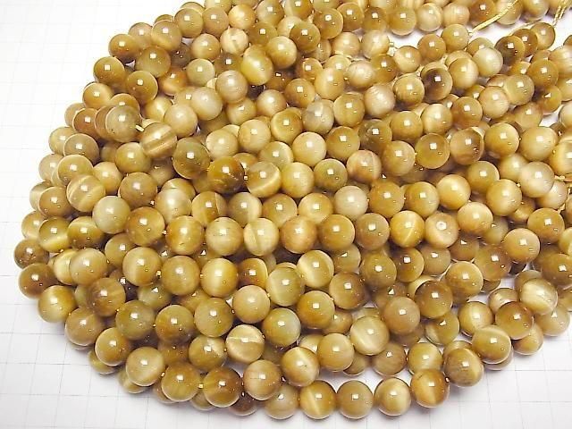 【動画】ゴールデンタイガーアイAAA ラウンド12mm 1/4連~1連(約34cm) サムネイル4