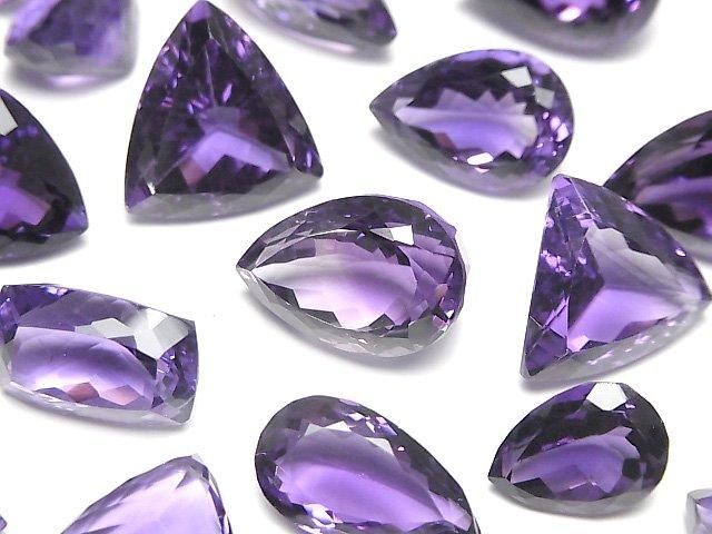 【動画】宝石質アメジストAAA ルース ミックスシェイプ ファセットカット 2粒の画像