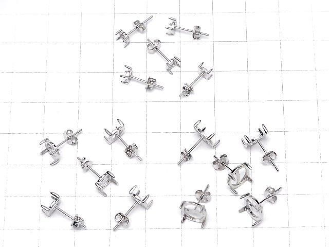 【動画】Silver925 4本爪ピアスポスト空枠&キャッチ カボション用 【4mm】【6mm】【8mm】【10mm】 ロジウム 1ペア(2ピース) サムネイル4