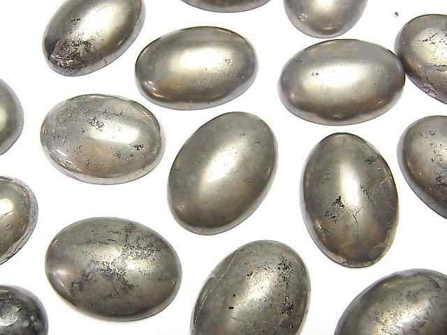 【動画】パイライト オーバル カボション25×18mm 2個の画像