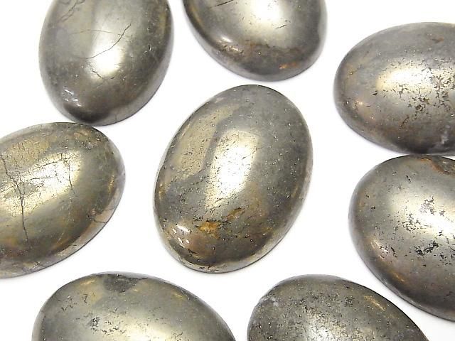 【動画】パイライト オーバル カボション30×22mm 1個の画像