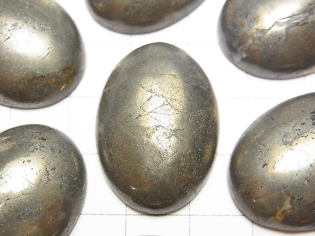 【動画】パイライト オーバル カボション30×22mm 1個 サムネイル2