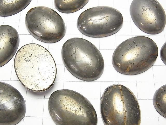 【動画】パイライト オーバル カボション30×22mm 1個 サムネイル3