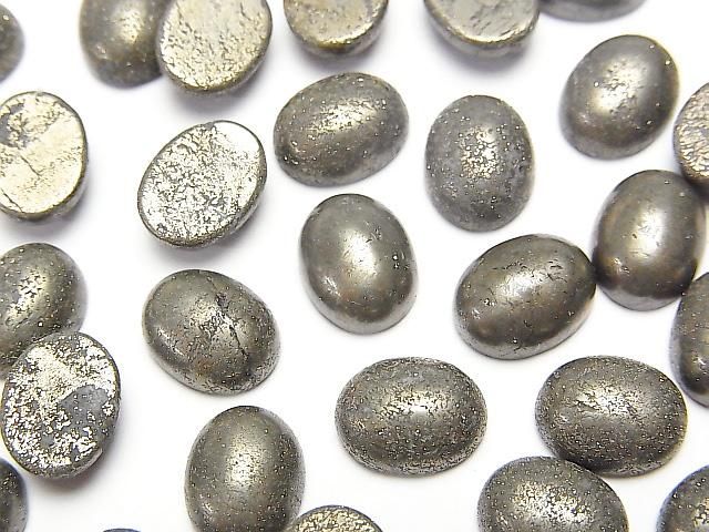 【動画】パイライト オーバル カボション10×8mm 5個の画像