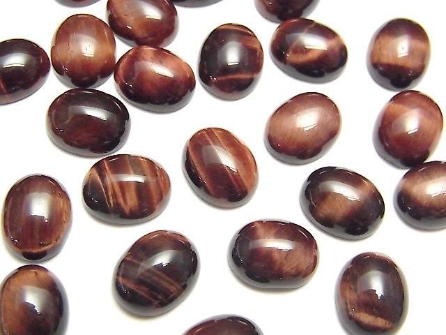 レッドタイガーアイAA++ オーバル カボション10×8mm 4個の画像