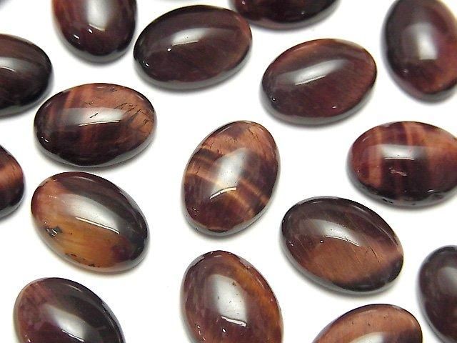 レッドタイガーアイAA++ オーバル カボション14×10mm 2個の画像