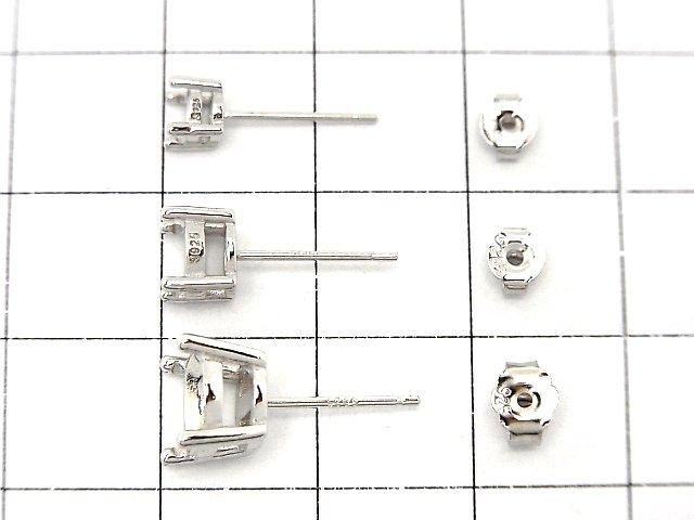 【動画】Silver925 4本爪ピアスポスト空枠&キャッチ ラウンドファセットカット用 【4mm】【6mm】【8mm】 ロジウム 1ペア(2ピース) サムネイル2