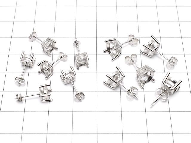 【動画】Silver925 4本爪ピアスポスト空枠&キャッチ ラウンドファセットカット用 【4mm】【6mm】【8mm】 ロジウム 1ペア(2ピース) サムネイル4