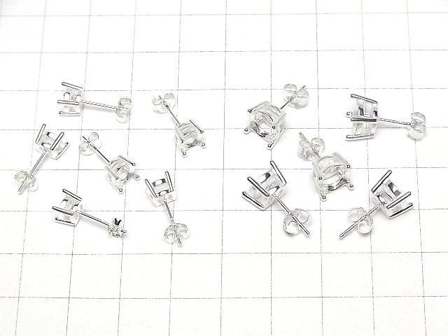 【動画】Silver925 4本爪ピアスポスト空枠&キャッチ ラウンドファセットカット用 【4mm】【6mm】【8mm】 生地 1ペア(2ピース) サムネイル4