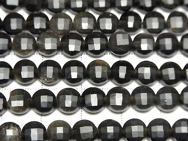 【動画】【素晴らしい輝き】ゴールデンオブシディアン コインカット6.5×6.5×4mm 1連(約38cm) サムネイル2