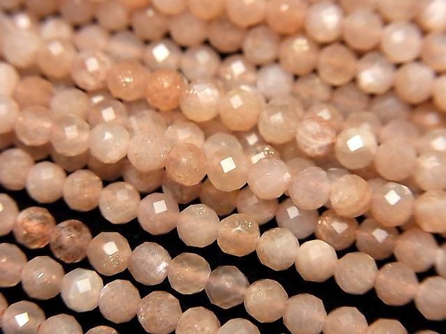 【動画】【素晴らしい輝き】オレンジムーンストーンAA++ ラウンドカット3mm 1連(約37cm)の画像