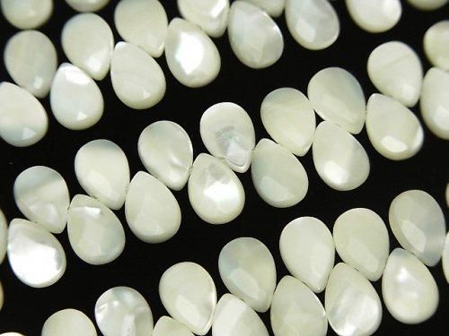 マザーオブパール ホワイト ペアシェイプカット9×6×3mm 1/4連~1連(約38cm)の画像