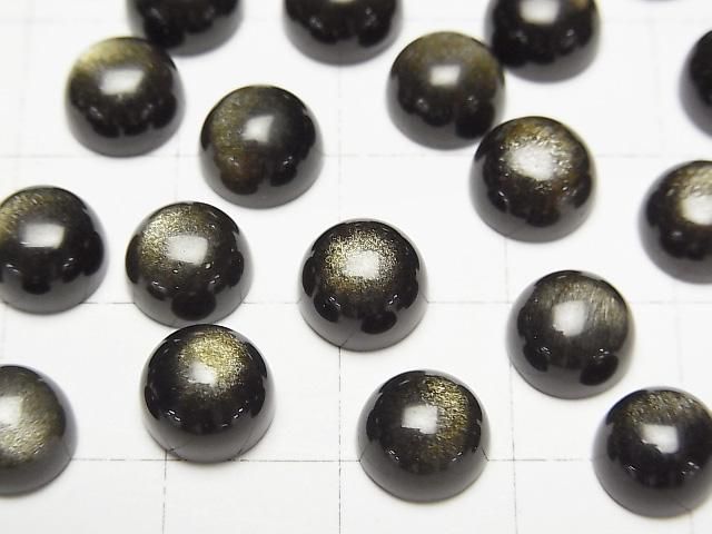 【動画】ゴールデンオブシディアンAAA ラウンド カボション8×8mm 4個 サムネイル2