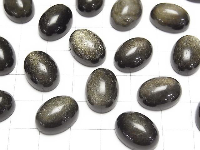 【動画】ゴールデンオブシディアンAAA オーバル カボション16×12mm 3個 サムネイル3