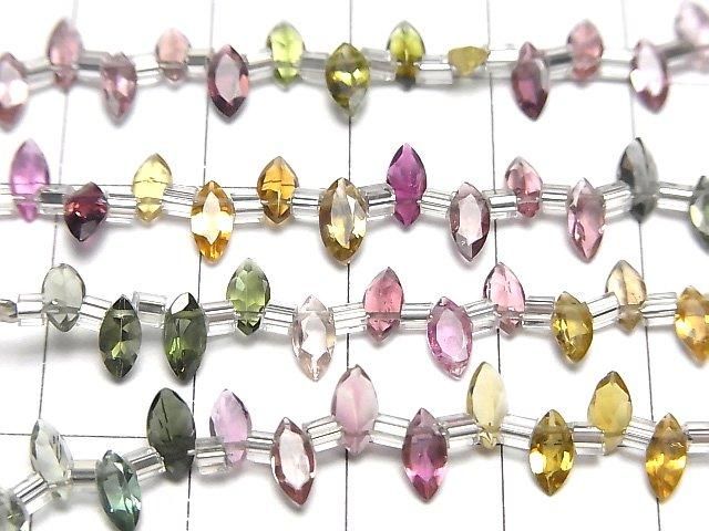 【動画】宝石質マルチカラートルマリンAAA マーキスファセットカット6×3mm 半連/1連(18粒) サムネイル3